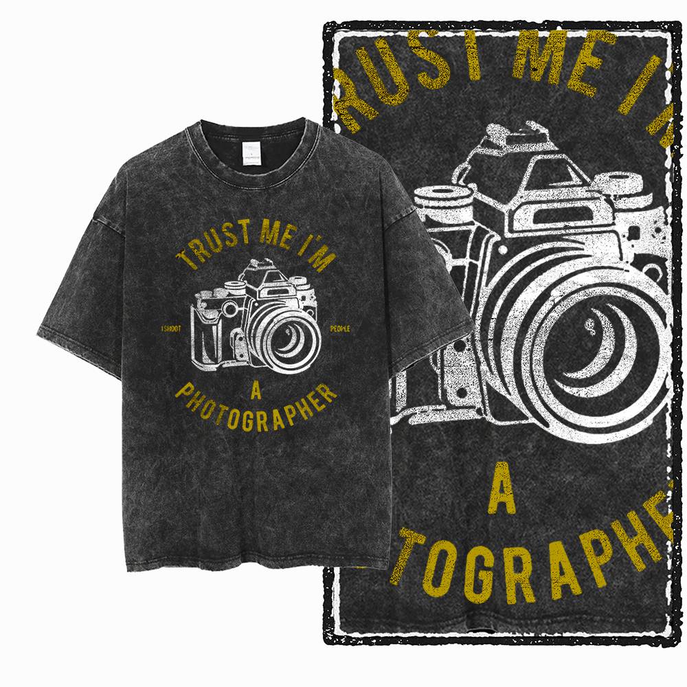 Photography Basics - Camiseta de algodón negra con estampado