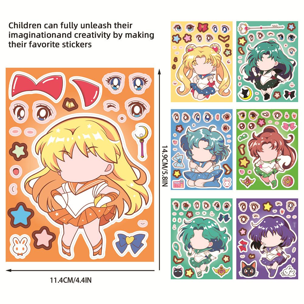 8/16PCS Sailor Moon - Pegatina - Photography Anime reseña y precio